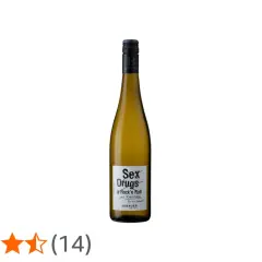 Flasche mit dem Etikett "Sex, Drugs & Rock'n Roll" – ein Riesling aus der Pfalz.