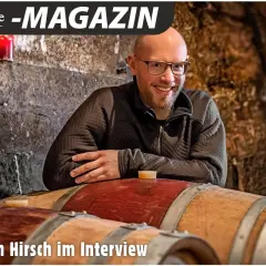 Christian Hirsch im Interview im Keller seines Weinguts.