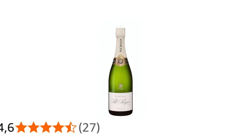 Flasche Champagner von Pol Roger, mit Sternenbewertung 4,6 von 5.
