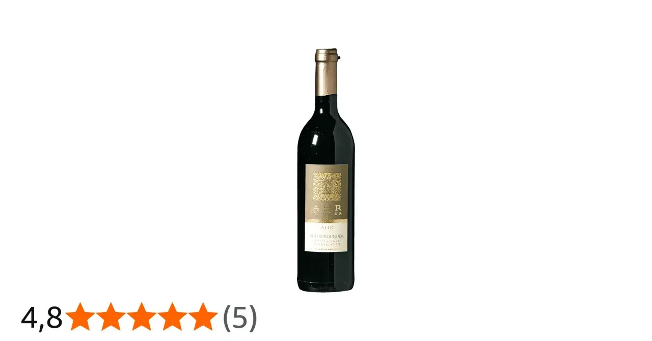 Eine Flasche Spätburgunder von AHR WINZER, bewertet mit 4,8 Sternen. Ein Beweis für die besten Winzer an der Ahr.