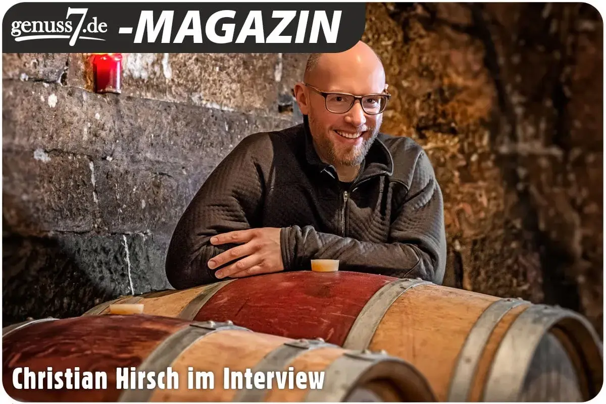 Christian Hirsch im Interview im Keller seines Weinguts.